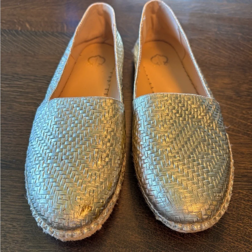 C Wonder Gold Leather Textured Flats